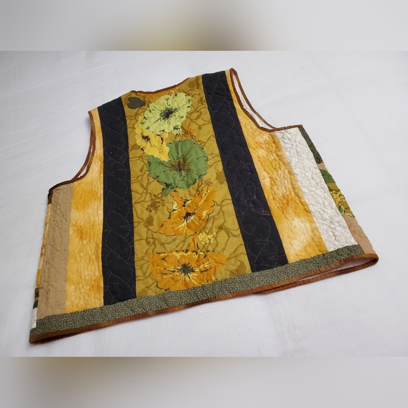 Vintage Y2K Handmade Floral Print Quilted Patchwork Vest One Size Boho Chic - Picture 6 of 14